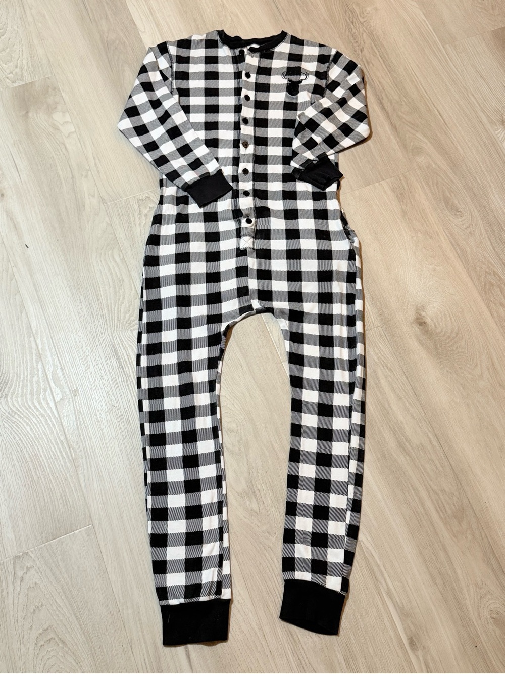 Women's Black & White Buffalo Check Pajama Onesie